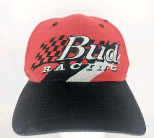 Vintage 1998 BUD Racing Red Checker NASCAR SnapBack Hat Super Sport  - Picture 1 of 5