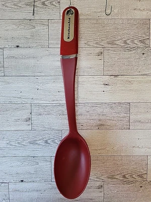 Kitchenaid Empire Red Serving Spoon Cooking Utensils 14” Solid Chrome Ladle Hang - Image 1 of 4