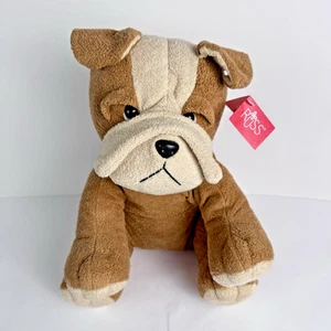 Large Russ Luv Pets Bullet 14" Bulldog Plush 3098 Weighted Heavy Brown Tan - Picture 1 of 13