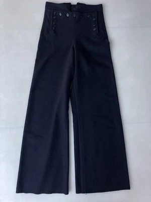 Auténticos Pantalones de Lana Hervida Marina de los Estados Unidos Azul Marino Oscuro Alto Acampanados De Colección Foto 1 de 3
