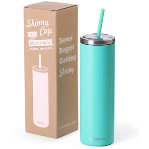 Stainless Steel Skinny Insulated Tumbler Cup with Lid and Reusable Straw - 16... - Picture 1 of 9