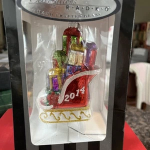 Celebraciones Radko 2014 Vidrio Hecho a Mano Trineo de Papá Noel Regalo Adorno de Navidad - Imagen 1 de 5