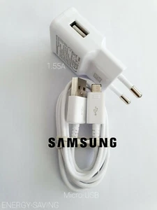SAMSUNG Galaxy EP-TA50EWE Travel Charger EUROPEAN EU 2Pin +Micro-USB Cable.White - Picture 1 of 11