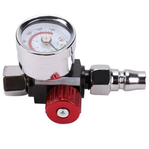 For Spray Gun 1/4" Mini Air Regulator Valve Tool Tail Pressure Gauge w/ Nozzle - Picture 1 of 12
