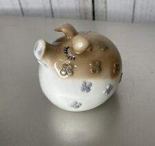 Vintage Ceramic Hand Painted Piggy Round Pig Decorative Flowers
