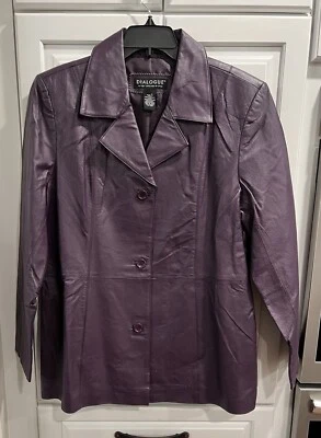 Dialogue Eggplant Purple Leather Jacket Machine Washable Size Large - Image 1 of 4