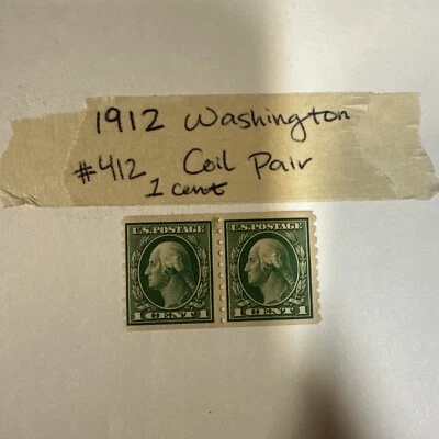 US Scotts #412 Line Pair Fine/Very Fine MH Cat. Value 130.00              #608 - Image 1 of 4