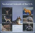 Guyana 2021 postfrisch Wildtiere Briefmarken Nachttiere Fledermäuse Füchse Rüssel 6 V MS