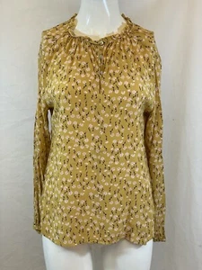 LAURA ASHLEY Women's Mustard Floral Print, Long Sleeve Blouse. Size UK 10 - Picture 1 of 8