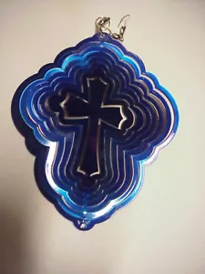 Spinner de viento de metal cruz azul oscuro 7" hecho en EE. UU....10...AZUL-8 - Imagen 1 de 1