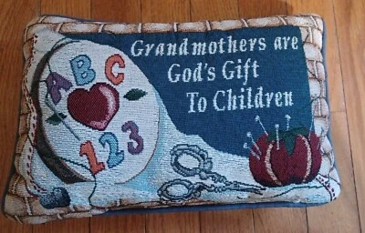 Riverdale Decor Tapestry Needle Point Throw Pillow 8×12 Grandma VINTAGE  - Image 1 of 2