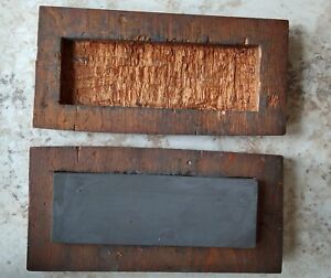 Vintage Whetstone Oilstone Knife Sharpening Stone in Wood Box w/ Lid