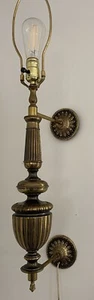 Large 30" Vintage Column Wall Mount Electric Wall Sconce Hollywood Regency - Picture 1 of 19