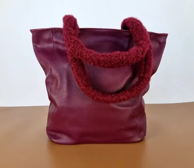 MADE IN ITALY-VERA PELLE Schultertasche, Leder Shopper Tasche, Große Beuteltasche, Handtasche - Italy