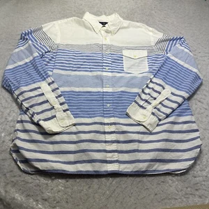 Ralph Lauren gestreiftes Langarm Hemd mit Knöpfen blau leicht Herren Größe 2XL XXL - Bild 1 von 15