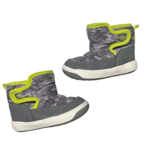 Baby Boys Surprize by Stride Rite Aster Winter Gray/Yellow Boots - Sz 3 - Picture 1 of 1