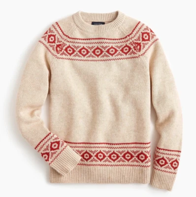 BNWT J. CREW MENS LAMBSWOOL FAIR ISLE SWEATER SIZE XS - Image 1 of 2
