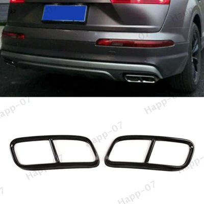 Cubierta de tubo de escape trasero negro 2 piezas para Audi Q7 2016-2019 2017 Foto 1 de 4