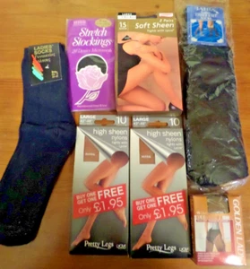 NEW SALE MIXED BUNDLE 1 PAIR STOCKINGS, 5 PAIRS TIGHTS, 2 PAIRS BLACK KNEE SOCKS - Picture 1 of 7