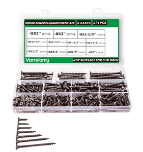 271 PCS High Hardness Black Wood Screws Assortment Kit,Flat Head Wood Screws Set - Picture 1 of 11