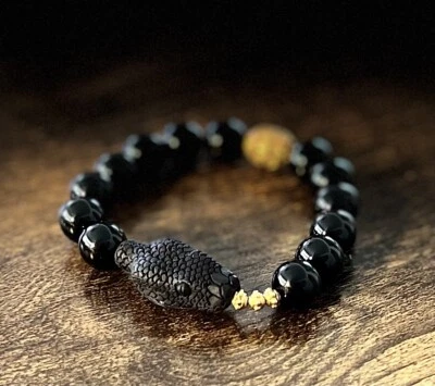 Pulsera ónix negro mujer serpiente Foto 1 de 4