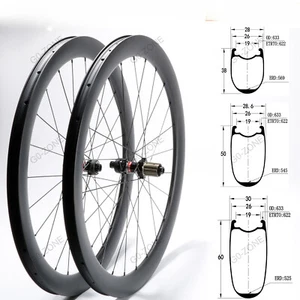 700c Road  Carbon Wheels Disc Brake U Shape Depth 38 50 60mm Clincher Tubeless - Picture 1 of 6