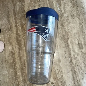 New England Patriots Tervis Tumbler With Lid 24 Oz Clear Dishwasher Safe - Picture 1 of 5