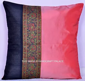 Indian Sofa Pillow Cases Multi-colored Silk Decorative Patchwork Cushion Cover - Picture 1 of 4