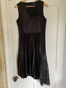 Karen Millen NEW STUNNING black Cocktail Dress Satin Lace Pleats Exquisite 12 - Picture 1 of 8