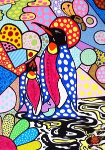 ART Painting THE PENGUIN Original by Artist . OAC . BEAUTIFUL . limited Art - Picture 1 of 13