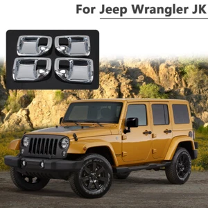 Chrome Door Handle Bowl Cover Trim For Jeep Wrangler JK 11-17 Inner Accessories - Foto 1 di 9