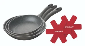 Nuevo Juego de Sartenes Antiadherentes Pyrolux Pyrostone de 3 Piezas con Protectores de Fieltro - Imagen 1 de 2