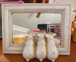 Three Pigs In Mirror Art Figure With Stand - Picture 1 of 12