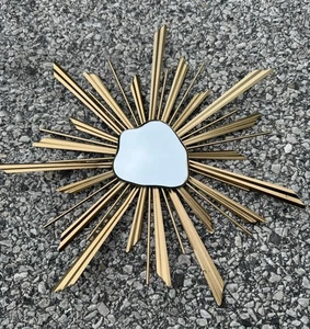 Mid Century Atomic Modern 13" Sunburst Starburst mit achatförmigem Spiegel Wandkunst - Bild 1 von 7