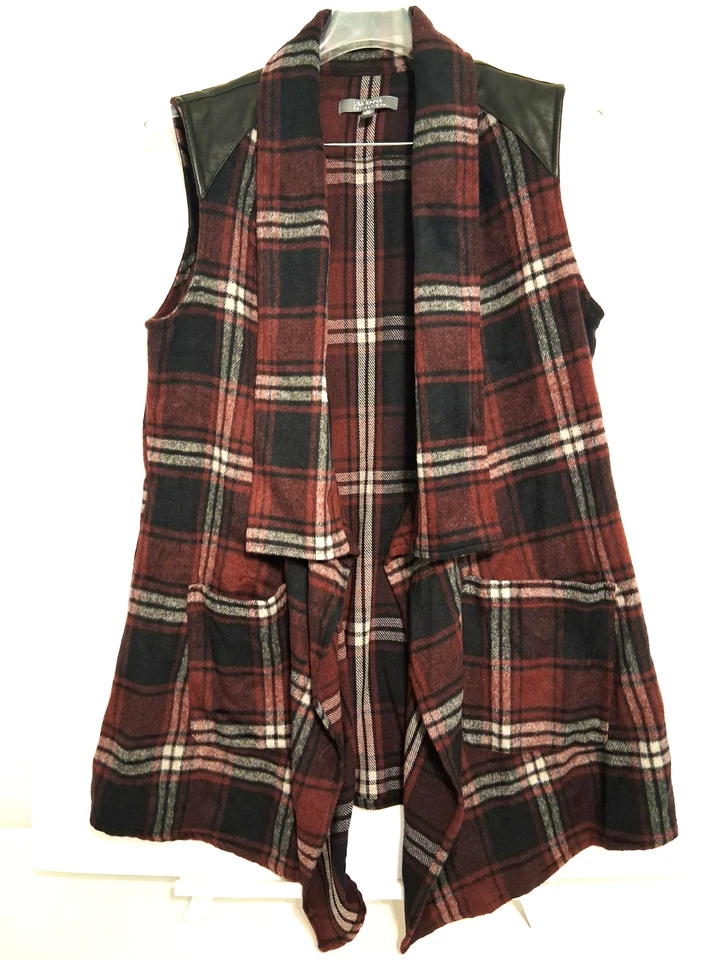 Plumero polar Lisa Rinna frente abierto a cuadros negro yugo elegante elevado occidental MED Foto 1 de 4