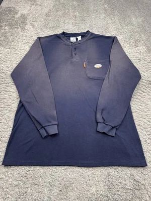 Camisa Rasco FR Hombres XL Desvanecida Azul Marino Resistente al Llama Manga Larga Ropa de Trabajo Henley Foto 1 de 4