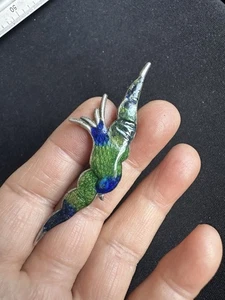 Vintage Silver Plated ? Enamel ( Minor Lost) Swallow Brooch - Picture 1 of 9