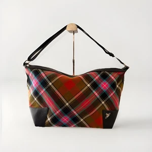 VIVIENNE WESTWOOD Tartan Slouch Bag 2000s Leather Crossbody Plaid Shoulder JAPAN - Picture 1 of 15