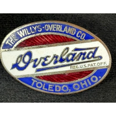 Rare Vintage The Willy's Overland Co. Toledo Ohio 2" Enamel Badge PLEASE READ — 第 1/4 张图片