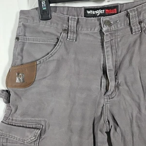 Wrangler Riggs Work Wear Gray Cargo Pants Sz 32x29* Heavy Canvas Utility Y2K  - Picture 1 of 11