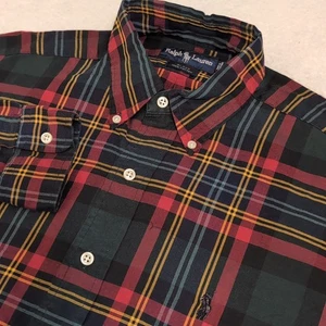 Ralph Lauren Blake Shirt M Long Sleeve Button Down Red MultiColor Plaid - Picture 1 of 8