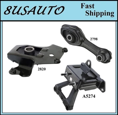 3 PCS MOTOR & TRANS MOUNT FIT 1995-2002 CHEVROLET CAVALIER 2.2L - AUTO TRANS - Image 1 of 4