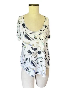 Wilfred Aritzia Abstract Geometric Print Women’s Short Sleeve T-Shirt Sz Medium - Picture 1 of 6