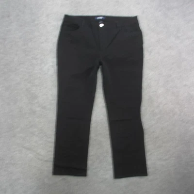 Pantalones de mezclilla Chaps para mujer 16 negros elásticos ajustados cinco bolsillos tiro medio cremallera mosca Foto 1 de 4