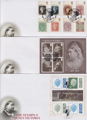 GB FDC 2025 SELLOS TRIPLES DE LA REINA VICTORIA SELLOS MINISHOJA Y PANEL PRESTIGIO FDC Foto 1 de 4