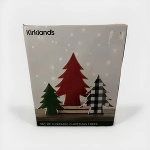 KIRKLAND~ SET OF THREE CERAMIC TREES~ HOLIDAY DECOR NEW IN BOX - Bild 1 von 4