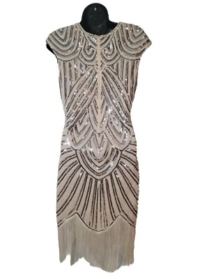 Vestido estilo años 20 con flecos Charleston Flapper Gatsby lentejuelas cuentas Foto 1 de 4