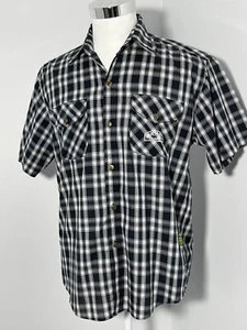 Camel Trophy Vintage Mens Plaid Check Button Up Short Sleeve Shirt Size Large - Picture 1 of 8