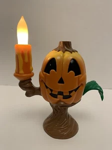 Vintage Halloween Jack O Laterne 1990er Kürbis Hartplastik Flamme leuchtet 8" - Bild 1 von 6