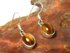 TIGER EYE Sterling Silver 925 Gemstone Earrings - Picture 1 of 4
